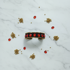 Brazalete Artesanal Gemas Rojas y Dorado