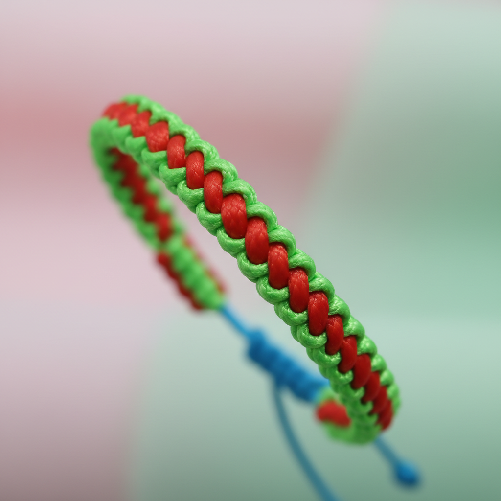 Pulsera Artesanal Tejida Roja y Verde