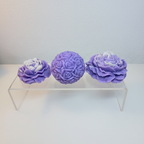 Colección 2 Rosas 1 Esfera
 Fragancia Lavanda-Violeta
Set-4.64 oz aprox
   L-aprox 2.32 oz
   Esfera-aprox 1.41  
   S-aprox 0.93